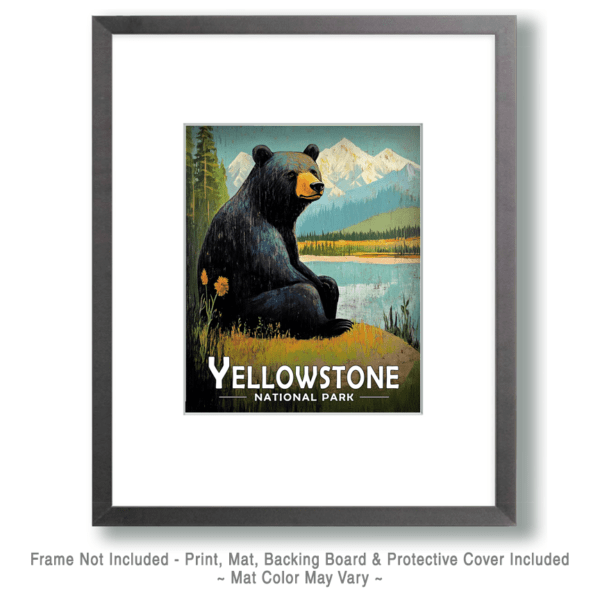 Yellowstone National Park - Vintage Black Bear Art