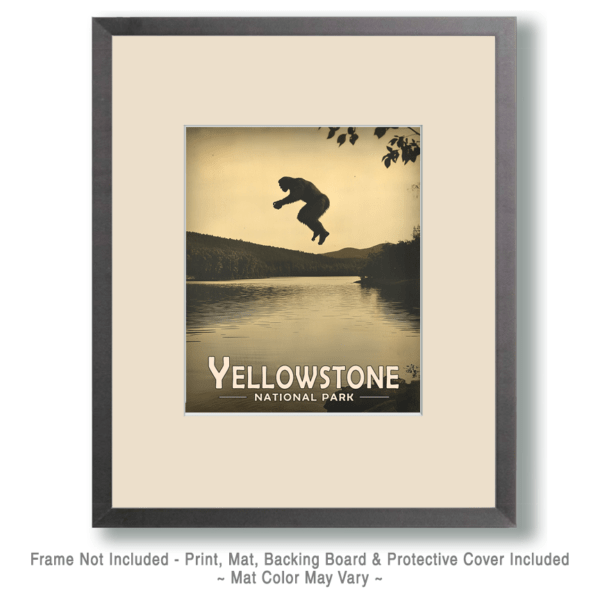 Yellowstone National Park - Bigfoot Jumping in Lake Art