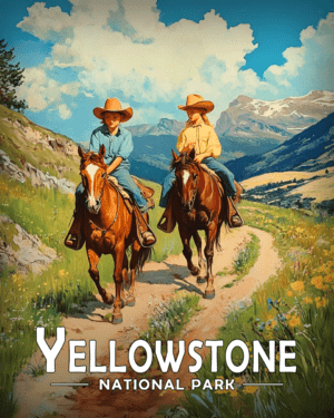 Yellowstone National Park - Two Young Horseback Riders