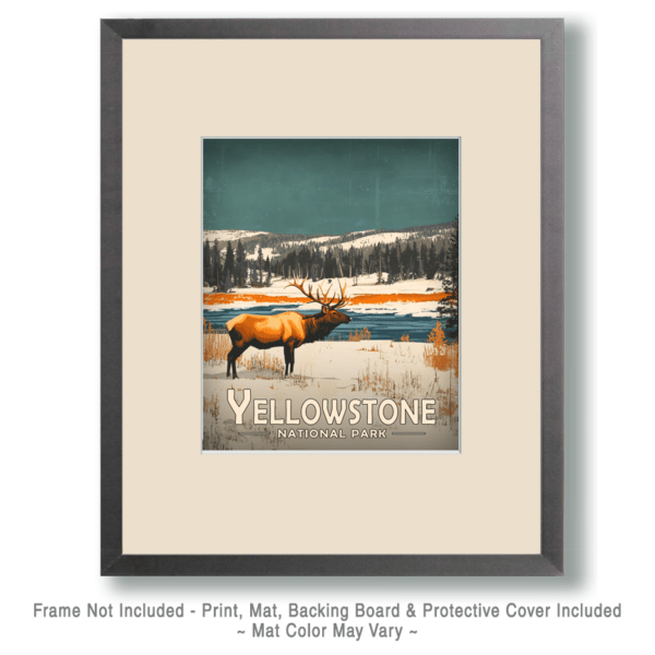 Yellowstone National Park - Vintage Elk Scene Art