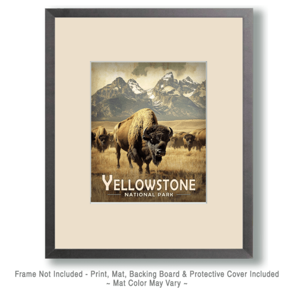 Yellowstone National Park - Vintage Bison Scene Art