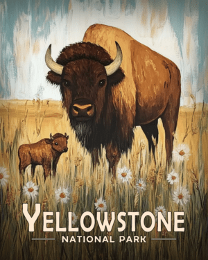 Yellowstone National Park - Bison and Baby