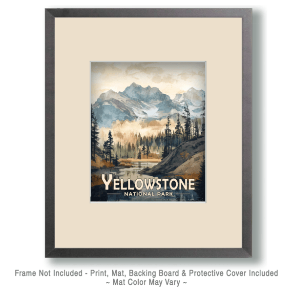 Yellowstone National Park - Vintage Mountain River Scene