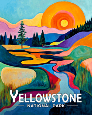 Yellowstone National Park - Abstract Mountain River Scene