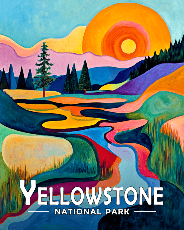 Yellowstone National Park - Abstract Mountain River Scene