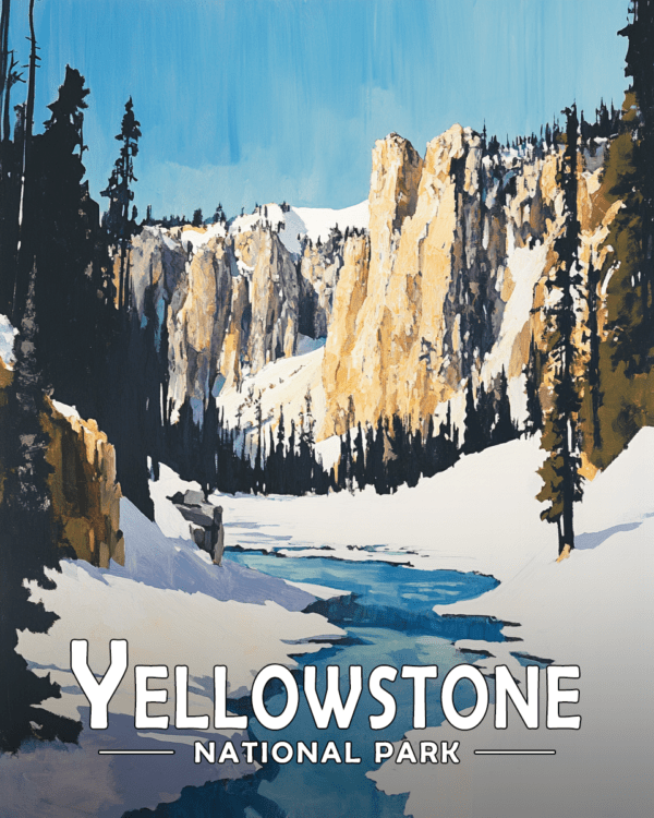 Yellowstone National Park - Snowy Cliffs