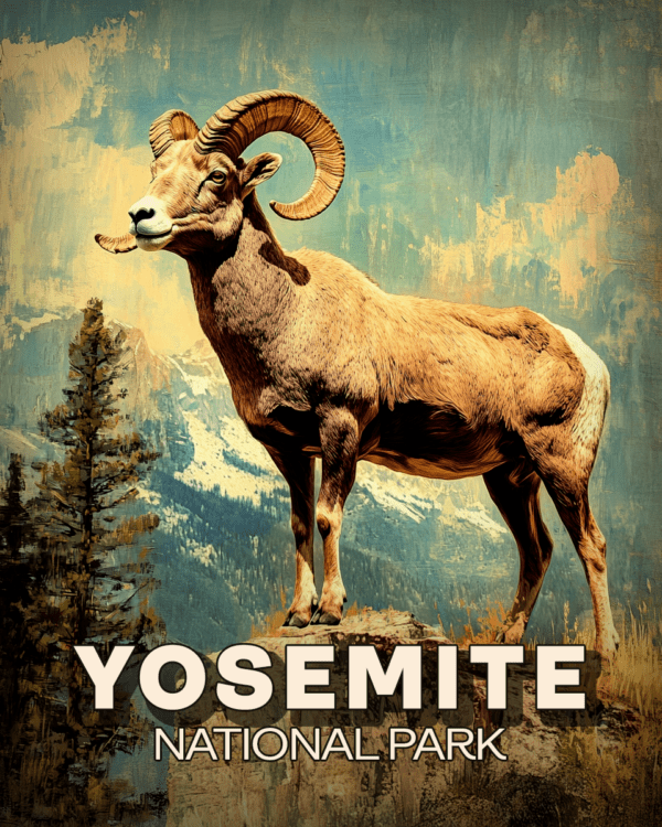 Yosemite National Park - Vintage Bighorn Ram