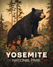 Yosemite National Park - Antique Style Black Bear