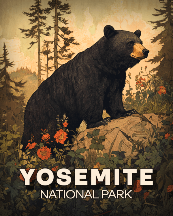 Yosemite National Park - Antique Style Black Bear