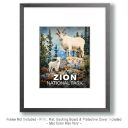 Zion National Park - Mountain Goat and Baby Art