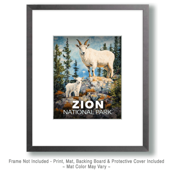 Zion National Park - Mountain Goat and Baby Art