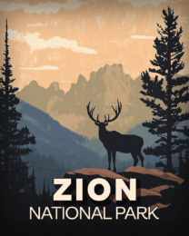 Zion National Park - Elk Silhouette