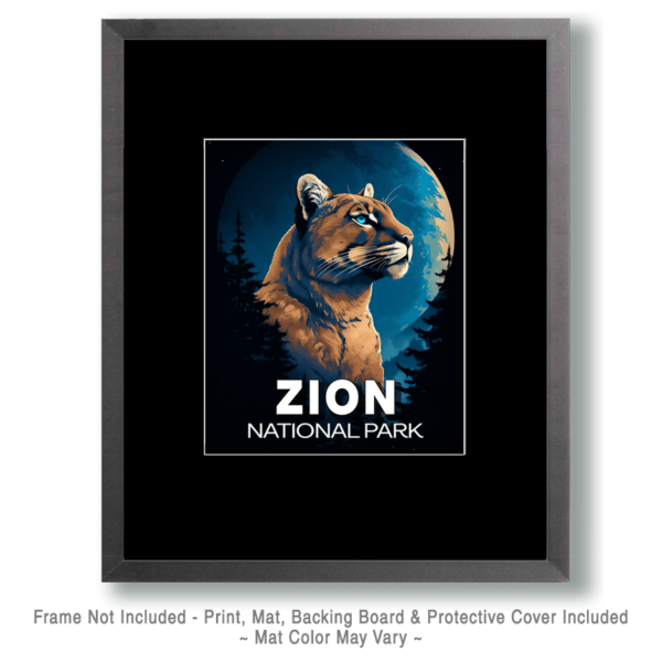 Zion National Park -Midnight Mountain Lion Art