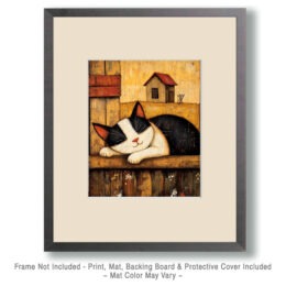 Folk Art Sleeping Barn Kitty Art