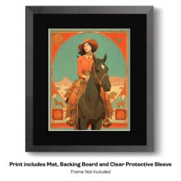 Art Nouveau Cowgirl in the Desert art print