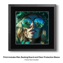 Hippie Girl With Cannabis Outlook art print