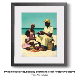 Spontaneous Beach Picnic Day Retro Oil Painting art print