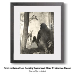 Bigfoot And Girl Spot a Fawn art print