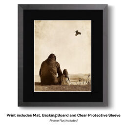 Bigfoot and Girl-Is that a hawk? art print