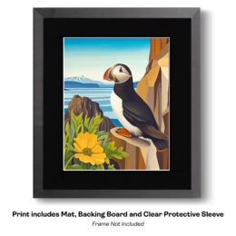 Puffin With Mountain View art print