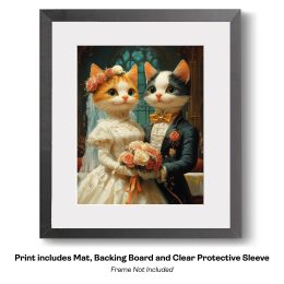 Country Cat Folk - Kitten Couple Getting Hitched art print