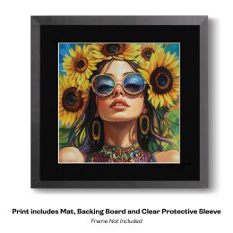 Sunflower Hippie Girl art print
