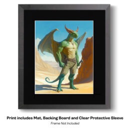 Rugor Lizard Warrior D&D Character Line art print