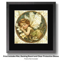 Art Nouveau baby Fairy Asleep in a Lily Patch art print