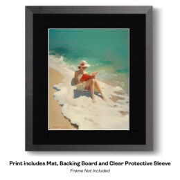 Oblivious Reader at the Beach art print