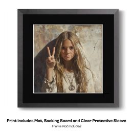 Hippie Girl Giving Peace Sign art print