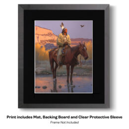 Brave on Horseback with Setting Sun art print