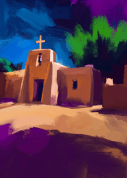 Evening Chapel Service Abstract Impressionism art print