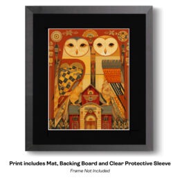 Folk Art Wooden Owl Painting art print
