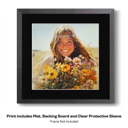 Hippie Girl and Wildflowers art print