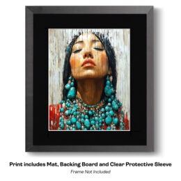 Woman in Turquoise on Barn Board art print