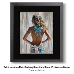 Suntanned Woman Wearing Turquoise Necklace art print