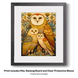 Folk Art Droll Owl Family art print