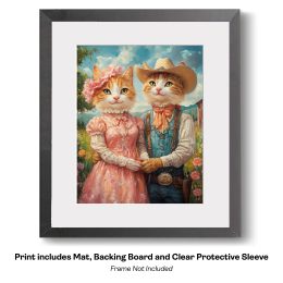 Country Cat Folks - Ma and Pa Cat's Formal Farm Photo art print