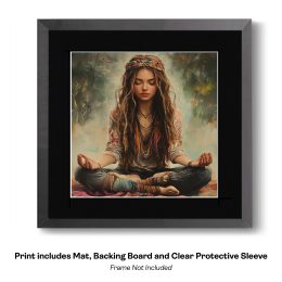 Hippie Girl Meditating art print