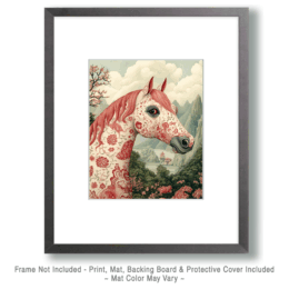 Pink Japandi Horse Art