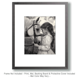 Black & White Girl and Her Horse Art