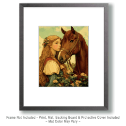 Vintage Young Woman and Her Horse Art