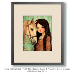 Folk Art Girl and Her Horse Art