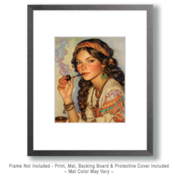 Hippy Lady Smoking Art