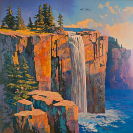 Cliff and Waterfall Landscape art print