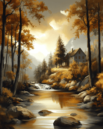 Beautiful Light Surrounding Tree Shrouded Home art print