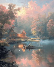 Canoe Under Pink Clouds art print