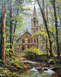 Grand Temple in the Woods art print