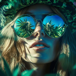 Hippie Girl With Cannabis Outlook art print