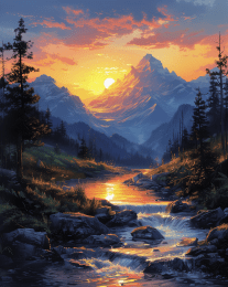 Sunset Reflected in Mountain Stream art print